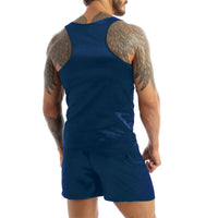 Ensemble de Pyjama d'Été bleu en Satin pour Homme